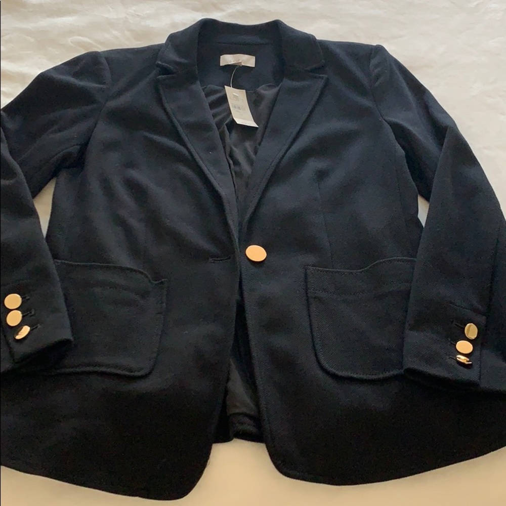 Loft Black Knit Blazer with Gold Buttons - 6P